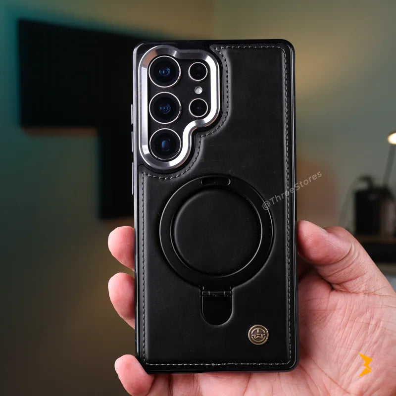 WeCan Stand Magsafe Leather Case Samsung S25 Ultra