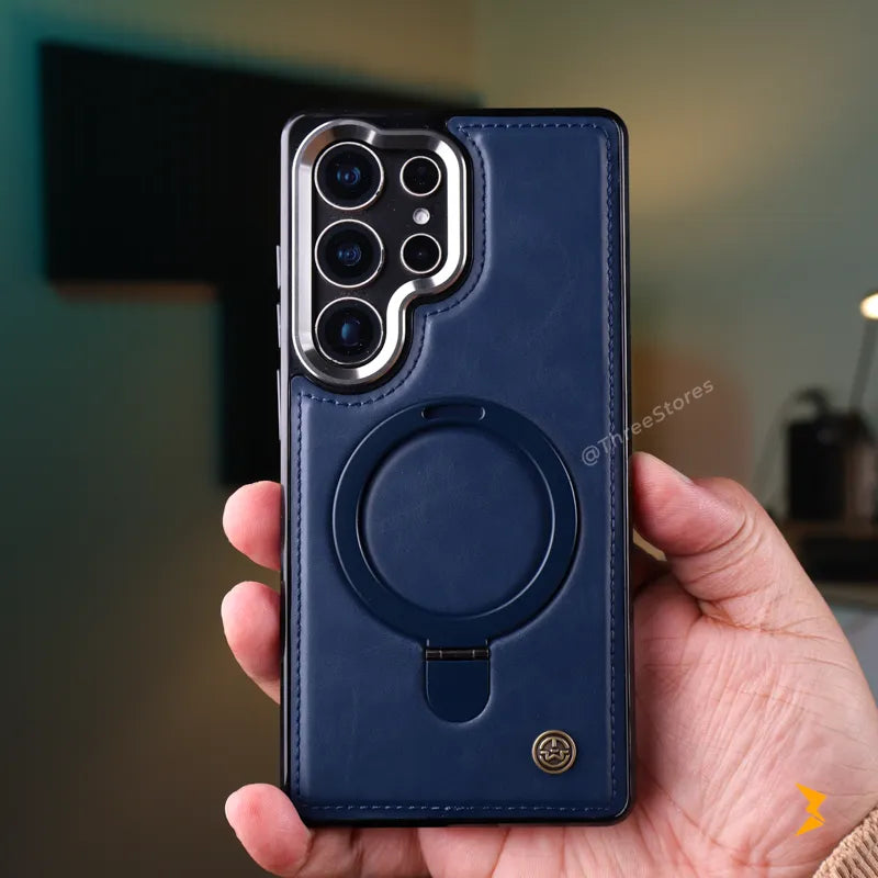 WeCan Stand Magsafe Leather Case Samsung S25 Ultra