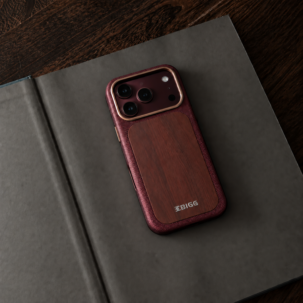 BIGC Burgundy Leather Case iPhone 18 Pro Max