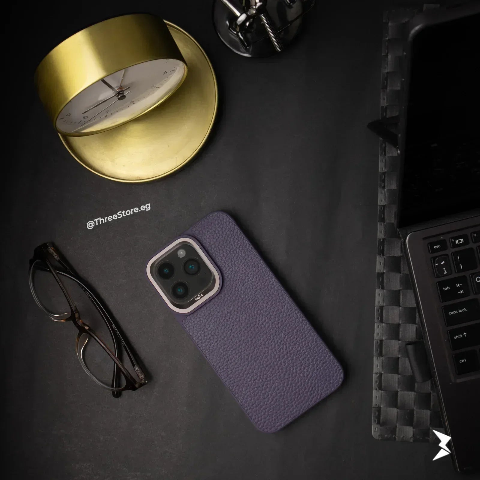Kajsa Preppie Collection Litchi Pattern Case iPhone 14 Pro Max - Three