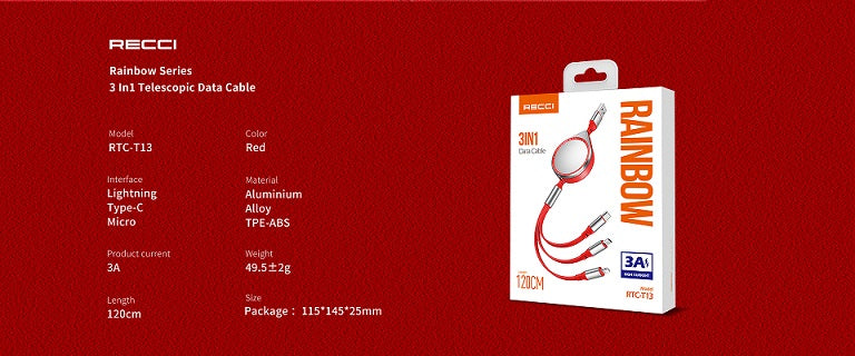 Recci 3 in 1 Data Cable RTC-T13