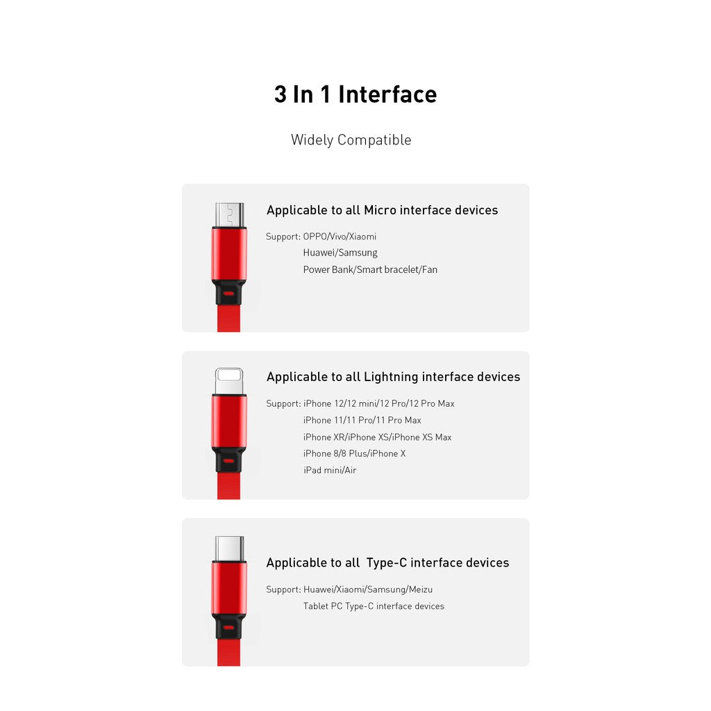 Recci 3 in 1 USB Cable Thunder RTC-T08