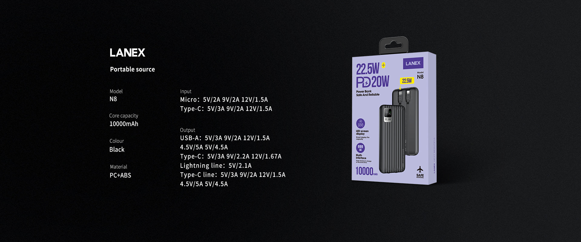 Lanex Fast Charging Power Bank 10000 N8